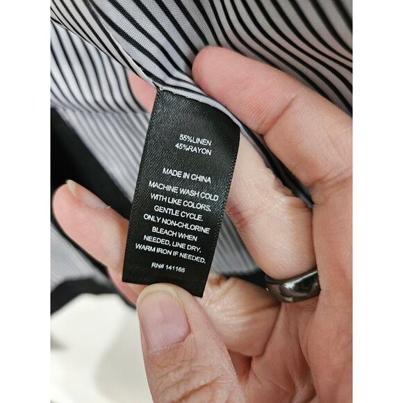 Harve Benard Linen Blend Black Blazer Jacket Button Front Women's Size 8 Medium - Picture 8 of 8